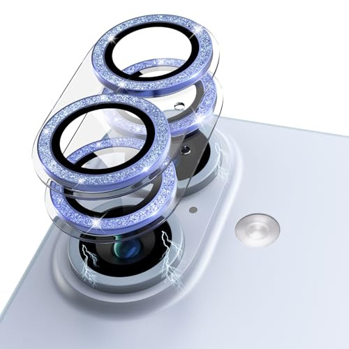 Kanosan Compatible for iPhone 16 PlusiPhone 16 Camera Lens Protector Metal Plus Aluminium Alloy Ring 9H Tempered Glass S