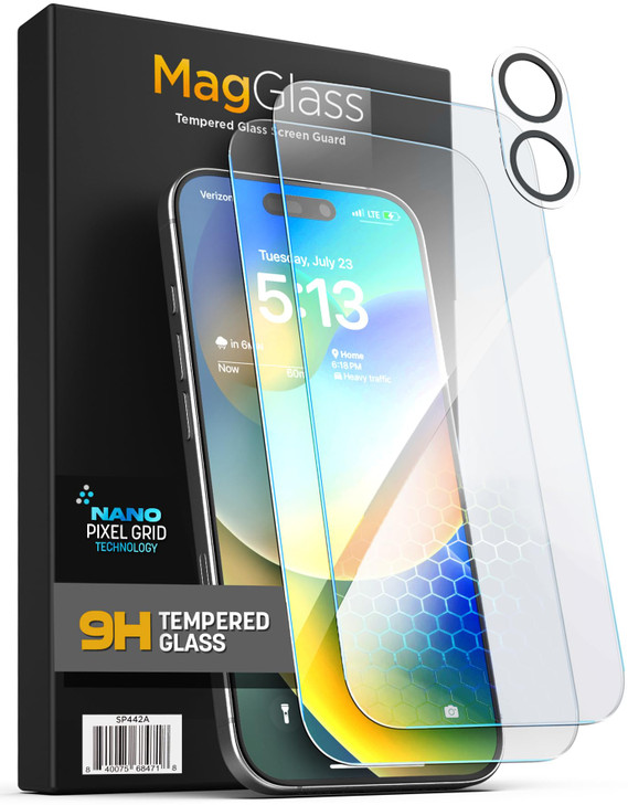 magglass for iPhone 16 Screen Protector Toughened Tempered Glass with Easyinstallation Applicator 2Pack