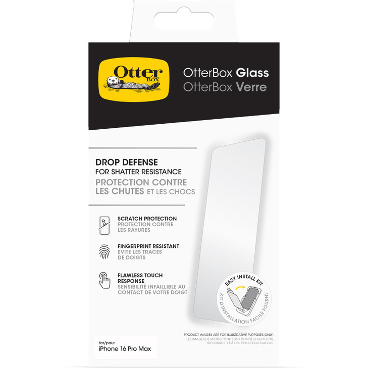 OtterBox iPhone 16 Plus Glass Screen Protector ships in polybag ideal for business customers