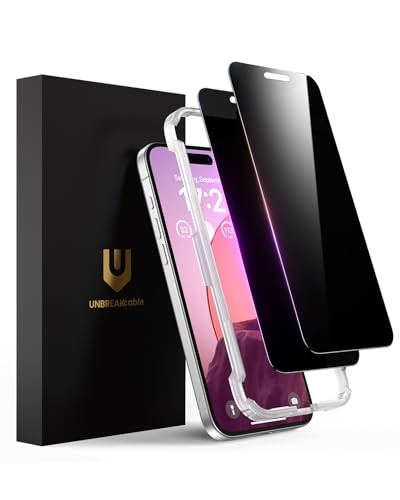 UNBREAKcable Privacy Screen Protector for iPhone 16 Full Coverage Shatterproof Tempered Glass True 28Anti Spy 9H Hardnes