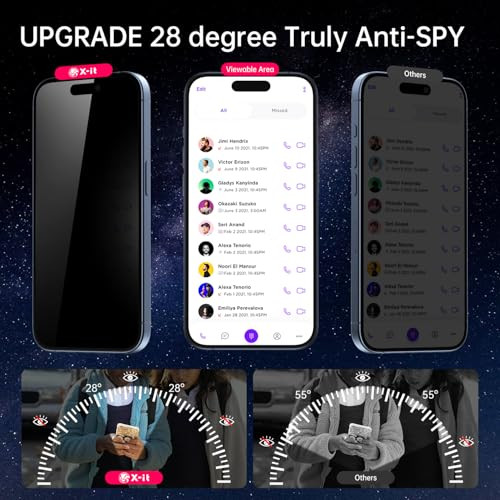 Xit 3Pack HD Privacy Screen Protector for iPhone 16 Plus 67 9H Tempered Glass AutoDust Removal Military Grade Protection