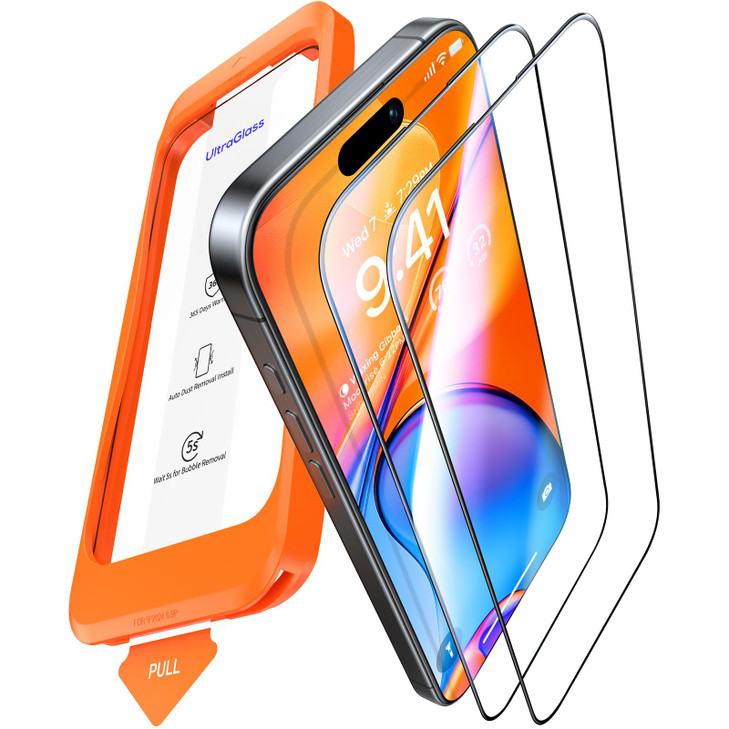 UltraGlass Unbreak Top 9H Glass for iPhone 16 Pro Screen Protector 63 12FT Military Grade Shatterproof Screen Protector