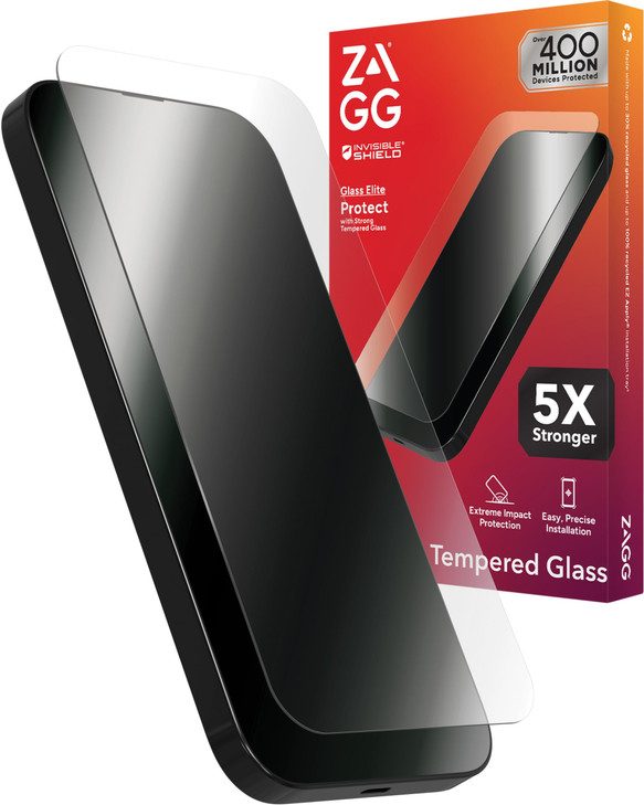 ZAGG Glass Elite Screen Protector for iPhone 16 Pro 5X Stronger Reinforced Edges UltraStrong Tempered Glass Scratch Resi
