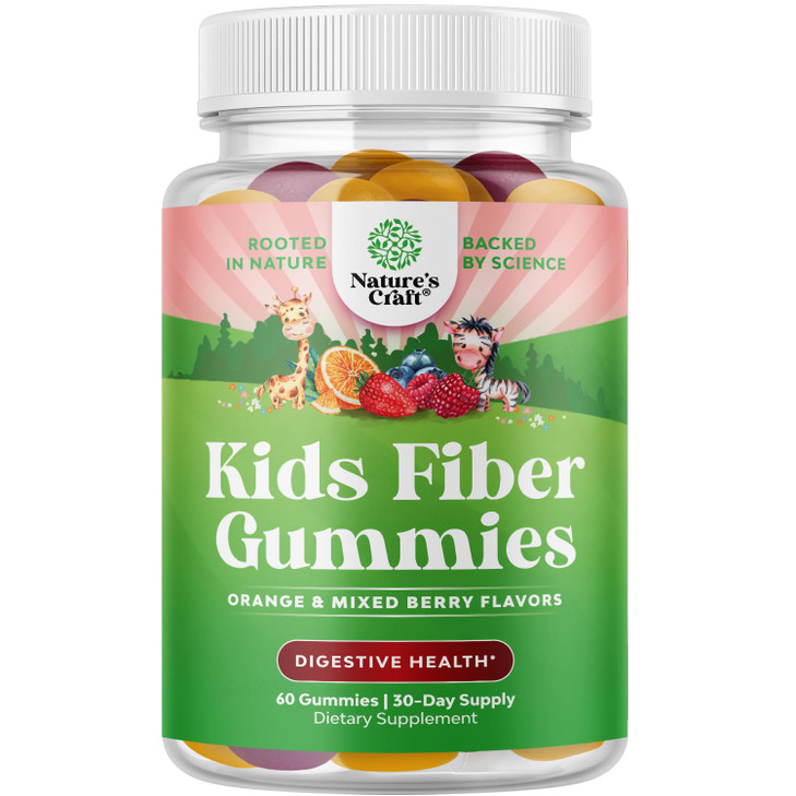High Prebiotic Fiber Gummies for Kids - Dietary Fiber Supplements for Digestion & Constipation - Chicory Root Kids Immune Gummies - Non-GMO & Vegan D