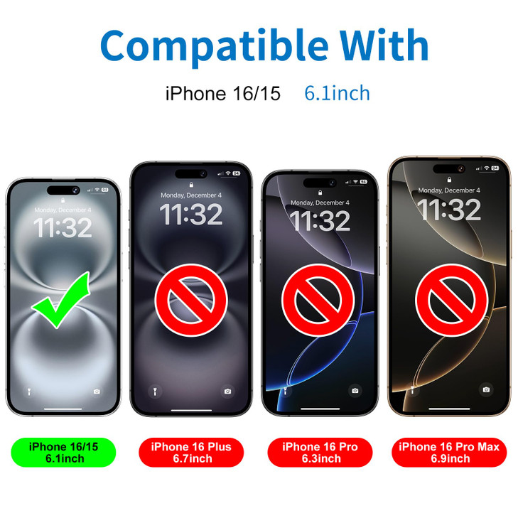 Mothca Matte Glass Screen Protector for iPhone 16 iPhone 15 61 inch AntiGlare AntiFingerprint Tempered Glass Clear Film