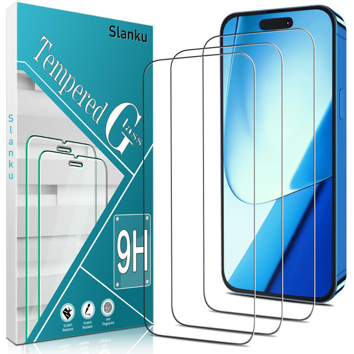 Slanku 3 Pack Screen Protector for iPhone 16 Pro Max Tempered Glass Full Coverage Protection NoBubbles AntiScratch Easy