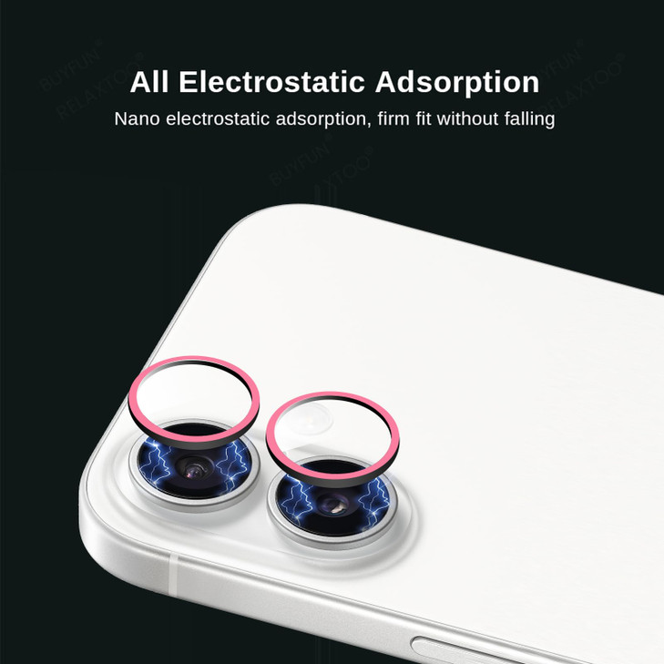 Omorro Compatible for iPhone 1616 Plus Luminous Camera Lens Protector Ultra Thin Film Tempered Glass Camera Screen Prote