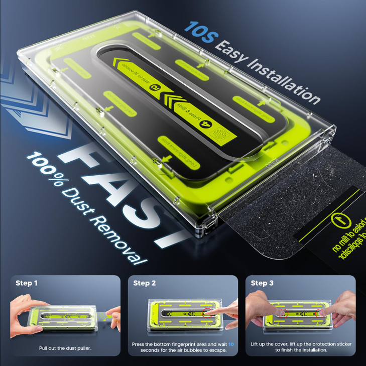 WSKEN for iPhone 16 Pro Max Screen Protector Top 9H Tempered Glass AutoDust Removal Diamond HD Full Coverage Military Gr