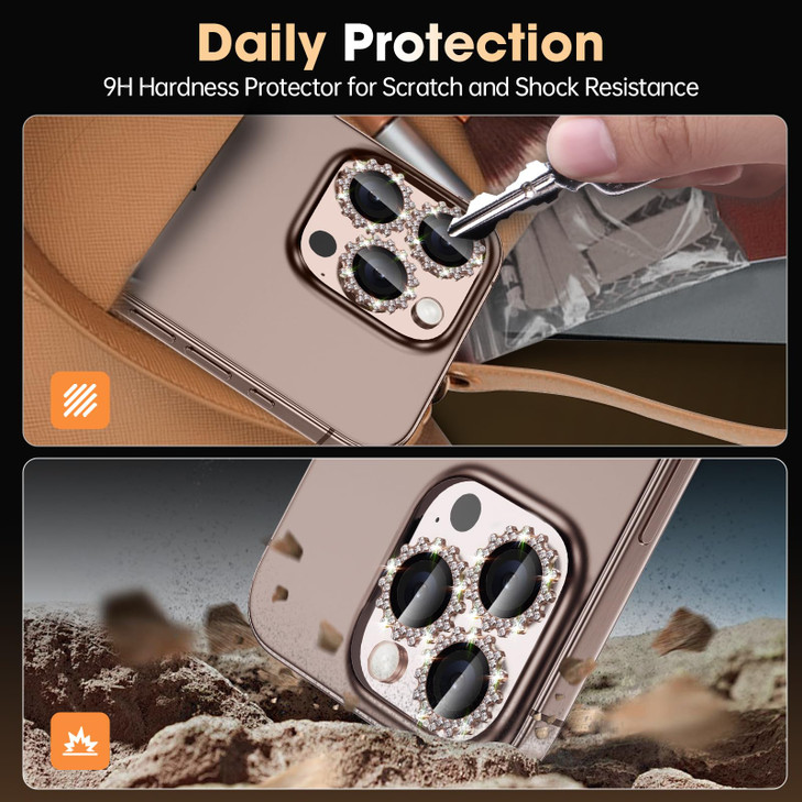 Xfilm for iPhone 16 Pro16 Pro Max Camera Lens Protector Bling Individual Gear Design Diamond Ring 9H Hardness Scratchpro