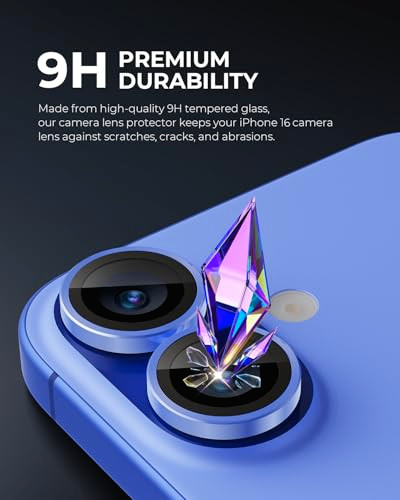 Upcommon UARMOR Camera Lens Protector Compatible with iPhone 17 16 16 Plus 9H Tempered Glass Aluminum Cover HD Clear Eas