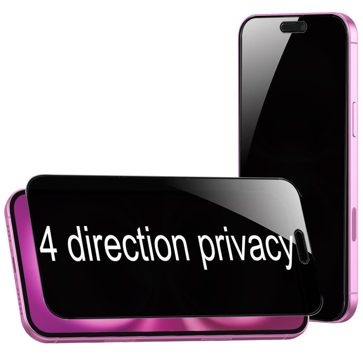 BWEDXEZ 2 Pack 360 Degree Privacy Tempered Glass for iPhone 15 iPhone 16 AntiSpy 4 Directions Screen Protector Film 4 Si