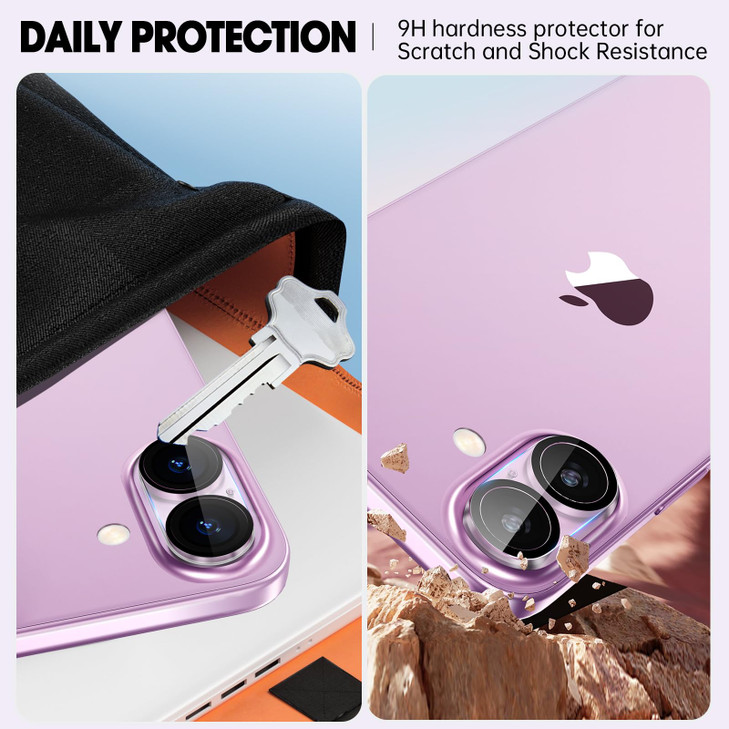 Xfilm Camera Lens Protector Compatible for iPhone 16 16 Plus 9H Hardness Tempered Glass Camera Cover Ultra HD AntiScratc