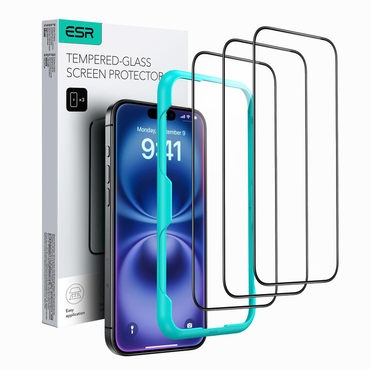 ESR 3 Pack for iPhone 16 PlusiPhone 15 Plus Screen Protector 9H Hardness Military Grade Shatterproof Full Coverage Tempe