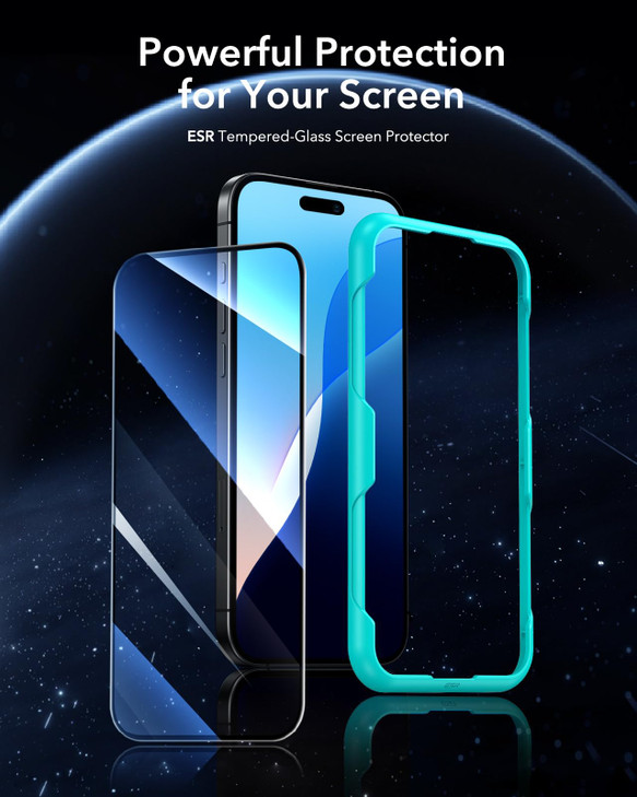 ESR 3 Pack for iPhone 16 PlusiPhone 15 Plus Screen Protector 9H Hardness Military Grade Shatterproof Full Coverage Tempe
