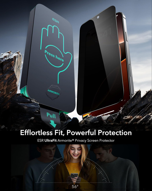 ESR 3 Pack 9H Glass for iPhone 16 Pro Max Privacy Screen Protector Military Grade Shatterproof Longest Durable Armorite