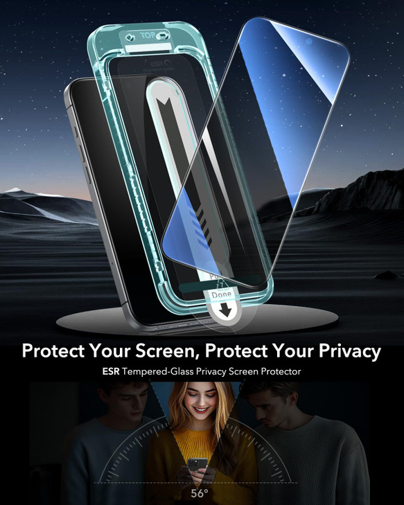 ESR 3 Pack for iPhone 16 Pro Max Privacy Screen Protector Antispy TemperedGlass Privacy Screen Protector with Flawless F