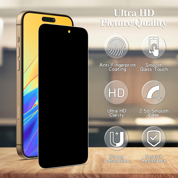 Pokolan 3Pack Privacy Screen Protector for iPhone 16 Pro 63Inch AntiSpy Tempered Glass Film Full Coverage Anti Scratch C