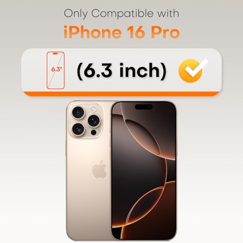 TOCOL for iPhone 16 Pro Screen Protector 9H Hardness Military Grade Shatterproof HD Tempered Glass Full Coverage Easy In