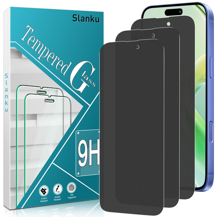 Slanku 3 Pack Matte Privacy Screen Protector for iPhone 16 Plus Anti Glare Anti Fingerprint Anti Spy Full Coverage Tempe