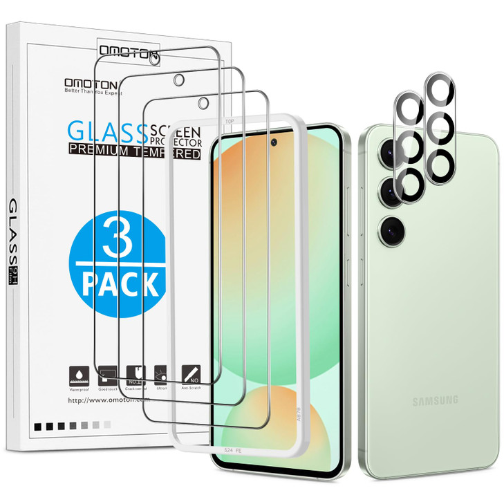 OMOTON 32 Pack Screen Protector and Camera Lens Protector for Samsung Galaxy S24 FE Anti Scratch Bubble Free