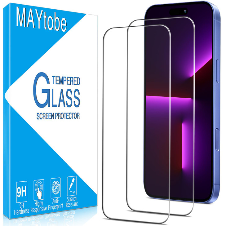 MAYtobe 2Pack Designed for iPhone 16 61 inch Screen Protector Tempered Glass 9H Hardness Anti Scratch Easy to Install