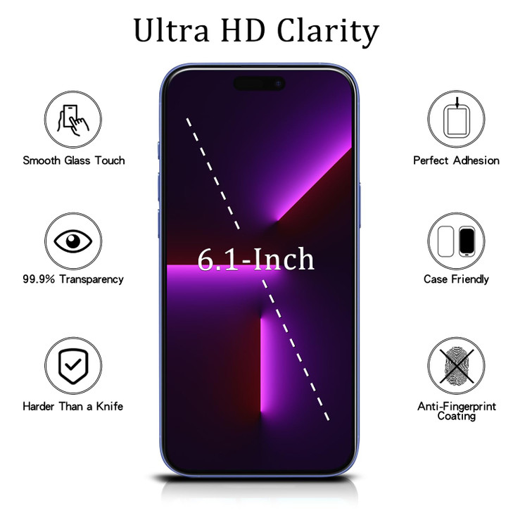 MAYtobe 2Pack Designed for iPhone 16 61 inch Screen Protector Tempered Glass 9H Hardness Anti Scratch Easy to Install