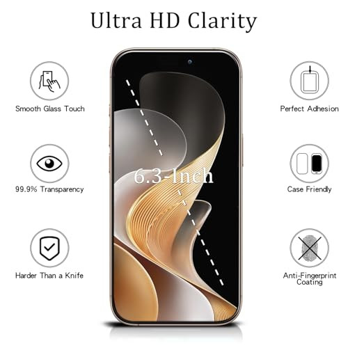 MAYtobe 2Pack Designed for iPhone 16 Pro 63 inch Screen Protector Tempered Glass 9H Hardness Anti Scratch Easy to Instal