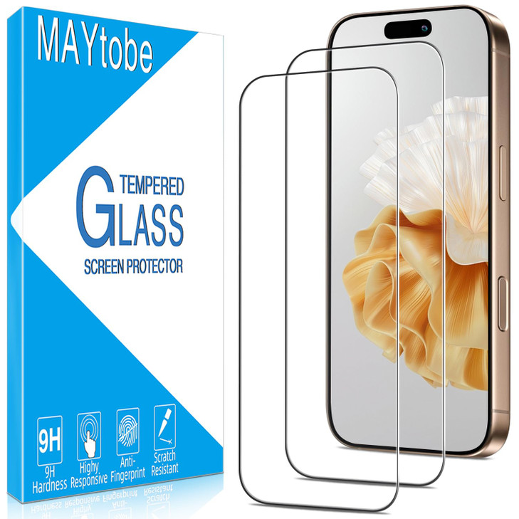 MAYtobe 2Pack Designed for iPhone 16 Pro Max Screen Protector Tempered Glass 9H Hardness Anti Scratch Easy to Install