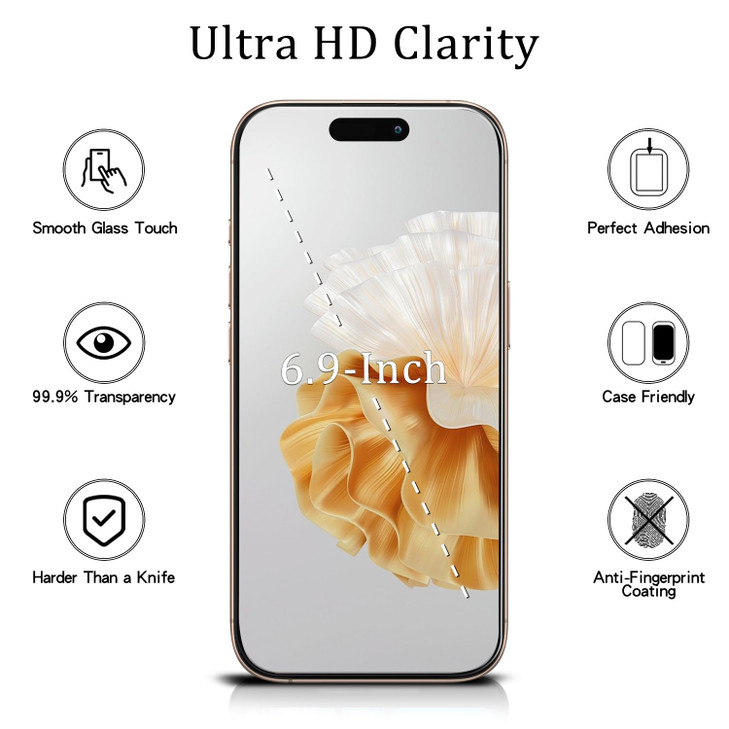 MAYtobe 2Pack Designed for iPhone 16 Pro Max Screen Protector Tempered Glass 9H Hardness Anti Scratch Easy to Install