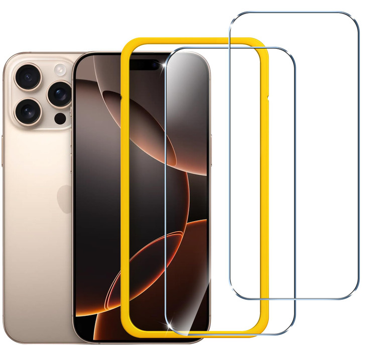 ivoler 2Pack Tempered Glass for iPhone 16 Pro Max 69 Screen Protector with Alignment Frame AntiScratch Case Friendly Tra