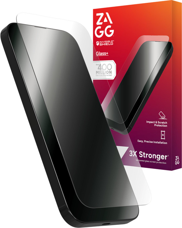 ZAGG Glass Screen Protector for iPhone 16 Plus 15 Plus 3X Stronger Tempered Glass with Reinforced Edges Scratch Smudge R