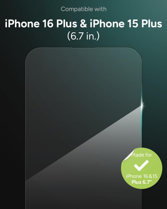 ZAGG Glass Screen Protector for iPhone 16 Plus 15 Plus 3X Stronger Tempered Glass with Reinforced Edges Scratch Smudge R