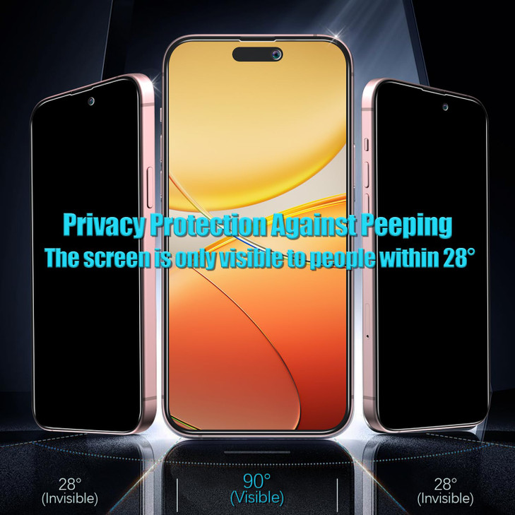 Slanku 3 Pack Privacy Screen Protector for iPhone 16 Tempered Glass Film AntiSpy Full Coverage Case Friendly NO Bubbles