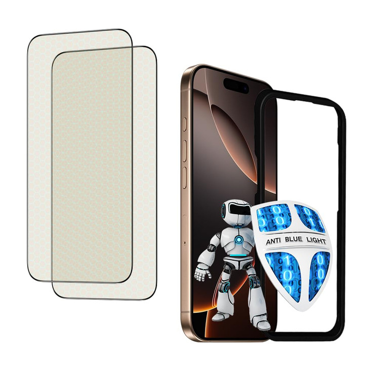 PERFECTSIGHT 2 Pack Anti Blue Light Screen Protector for iPhone 16 Pro 2024 63 inch 6X Stronger HD Clear Blue Light Bloc