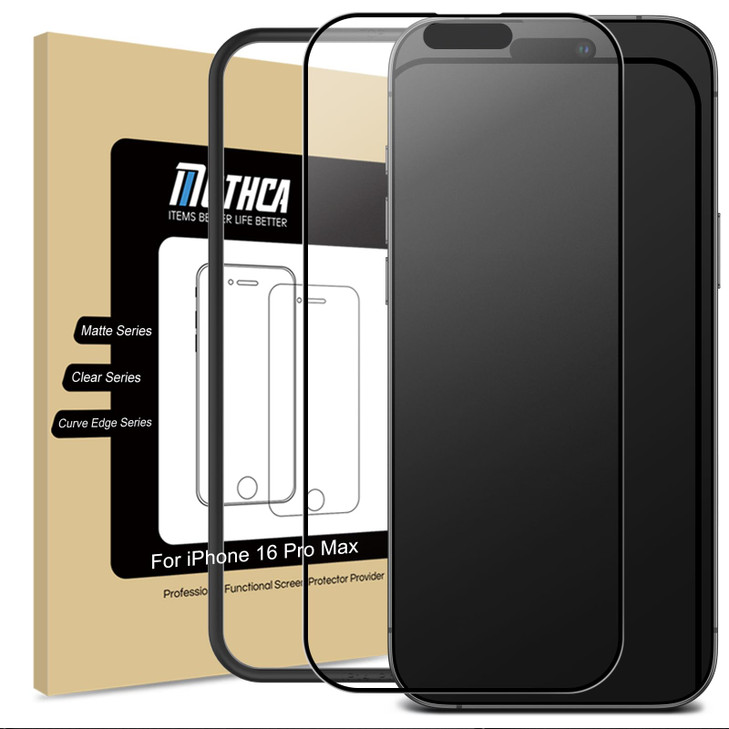 Mothca Matte Glass Full Coverage Screen Protector for iPhone 16 Pro Max 69inch AntiGlare AntiFingerprint Black Edge Temp