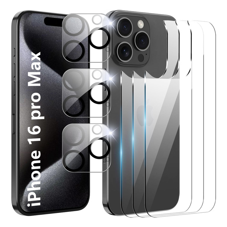 Suttkue for iPhone 16 Pro Max Back Screen Protector with Camera Lens Protector9H Hardness AntiScratch Tempered GlassCase