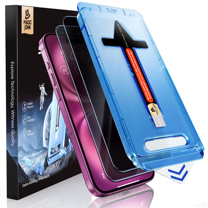 MAGIC JOHN 2 Pack for iPhone 16 Plus 67 inch Privacy Tempered Glass Screen Protector Auto DustElimination Bubble Free Ea