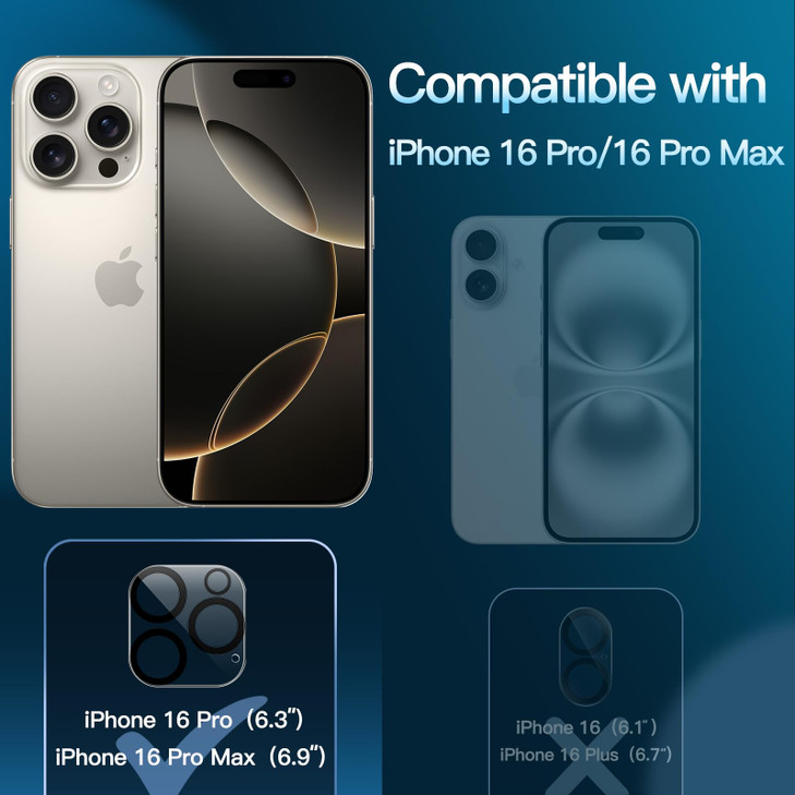 JETech Camera Lens Protector for iPhone 16 Pro 63Inch and iPhone 16 Pro Max 69Inch 9H Tempered Glass AntiScratch Case Fr