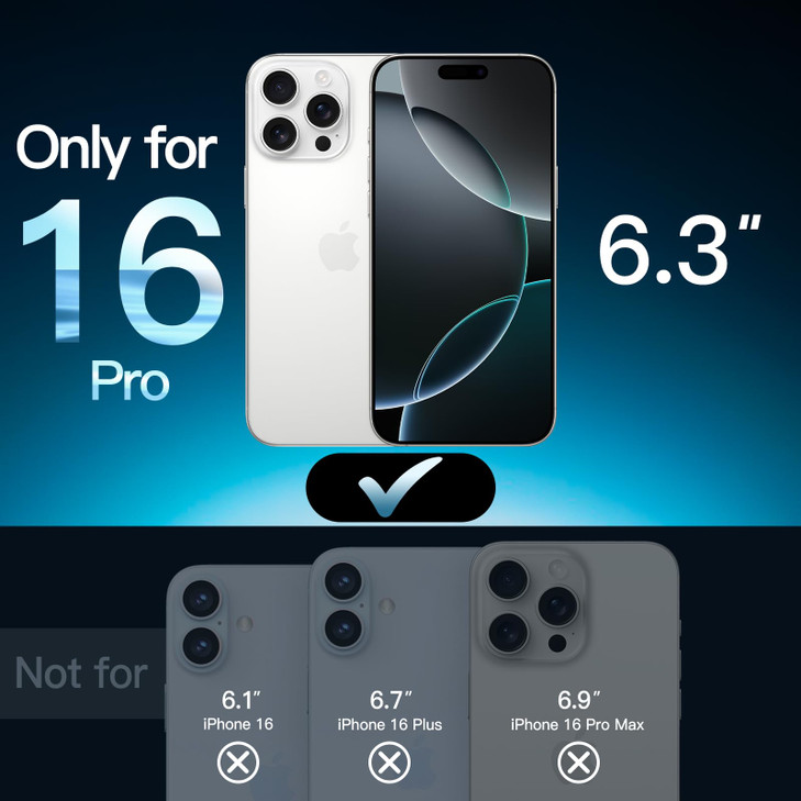 JETech Full Coverage Screen Protector for iPhone 16 Pro 63Inch Black Edge Tempered Glass Film with Easy Installation Too