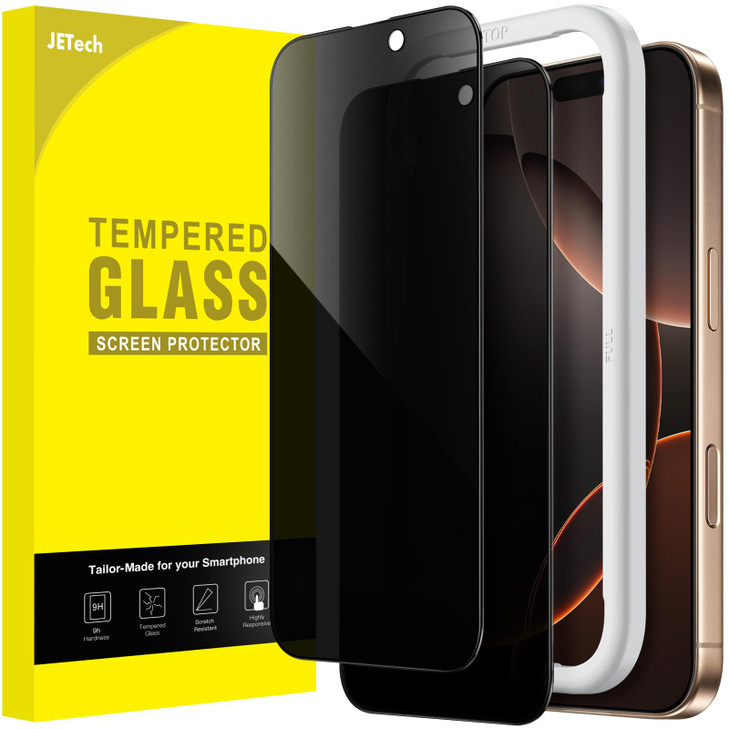 JETech Privacy Full Coverage Screen Protector for iPhone 16 Pro Max 69Inch Black Edge AntiSpy Tempered Glass Film with E