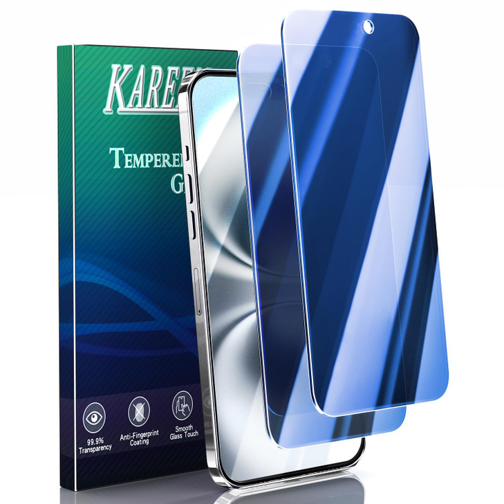KAREEN 2 Pack for iPhone 16 Pro Privacy Screen Protector 9H Tempered Glass Gradient Anti Spy Anti Blue Light Full Covera