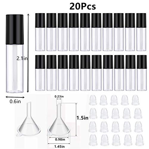 KaiLeQi Pink lip gloss tubes with wand empty bottles 3.5ml Clear Mini Refillable lip gloss containers DIY lip gloss making kit&Funnel & Rubber Stoppe