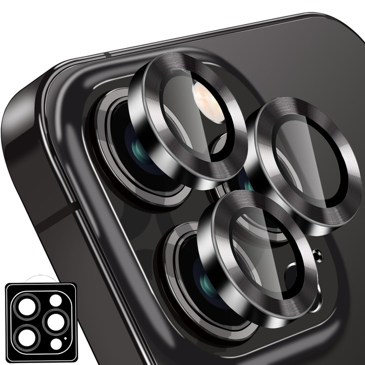 Hsefo Designed for iPhone 16 Pro and 16 Pro Max Camera Lens Protector Metal Lens Cover 9H Tempered Glass Camera Cover An