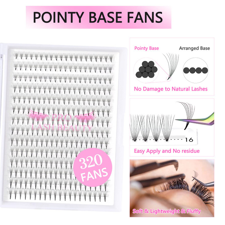 Premade Fans Eyelash Extensions 3D-C-0.10-11 Short Stem Premade Volume Eyelash Extensions 9 to 20 mm Pre made Lash Fans 3D 5D 7D Volume Lash Extensio