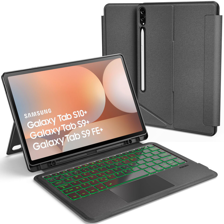 Sackei for Samsung Galaxy Tab S10 Plus S9 Plus S9 FE Plus Keyboard Case 124inch 7 Color Backlit Keyboard with Touchpad S