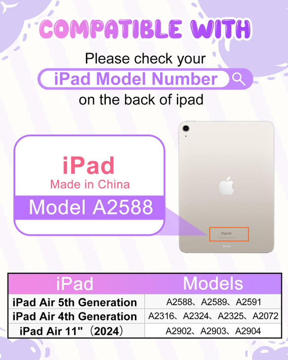 Wazzasoft for iPad Air 11 Inch M2 2024Air 5th4th Generation 109 Inch Case Cute Girls Kawaii Fun Funny with 360 Degree Ro
