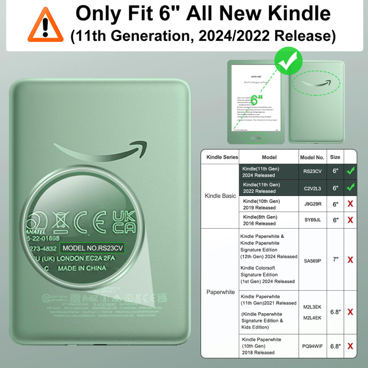 MoKo Case Fits 6 AllNew Kindle 11th Generation20242022 Release Lightweight Shell Cover with Auto WakeSleep for Kindle 20