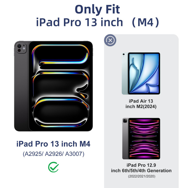 Mastten for iPad Pro 13 Inch Case 2024 M4 Slim Trifold Stand iPad 13 Pro Case Hard PC Translucent Back Shell Cover for i
