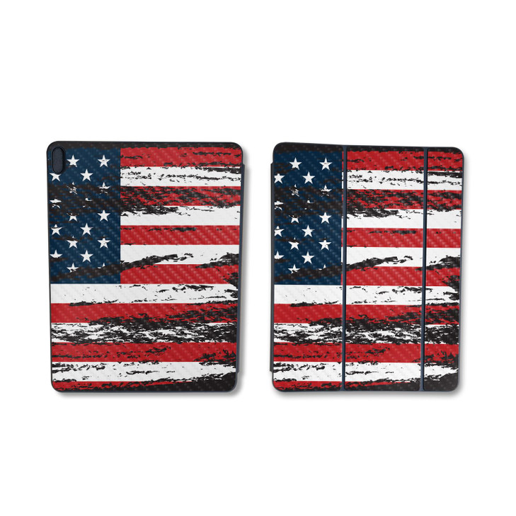 Carbon Fiber Skin Compatible with Apple Smart Folio for iPad Pro 11inch M2 2024 Tattered Flag Premium 3M Vinyl Protectiv