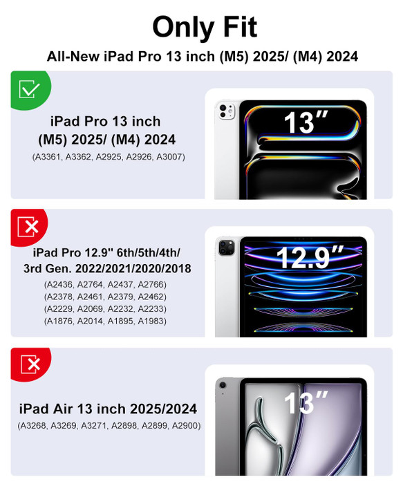 TiMOVO Case for iPad Pro 13 Inch M5M4 20252024 Adjustable Multiple Viewing Angles Protective Cover with Pencil Holder Su